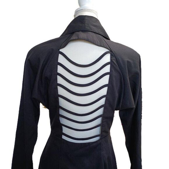 Blazer Black Open Back Design Featuring Horizontal Straps Double Breasted Medium - Picture 1 of 6